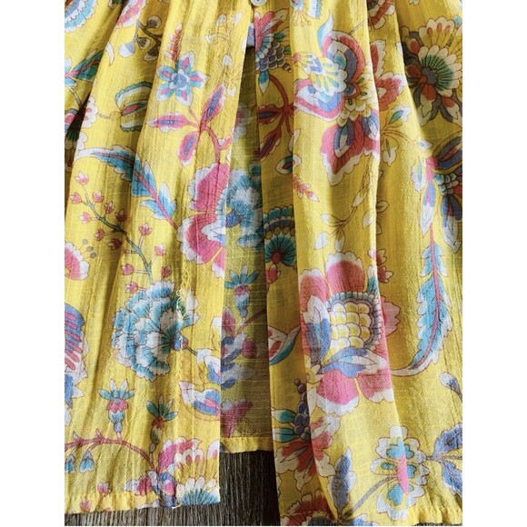 Nanette Lepore Yellow Floral Tiered Lined Sleeveless Button Up Dress Size 8 - Picture 7 of 9